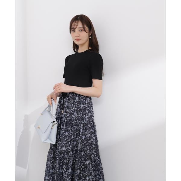 プロポーション ボディドレッシング（PROPORTION BODY DRESSING）/半袖花柄ドッキングニットワンピース 26SS_3