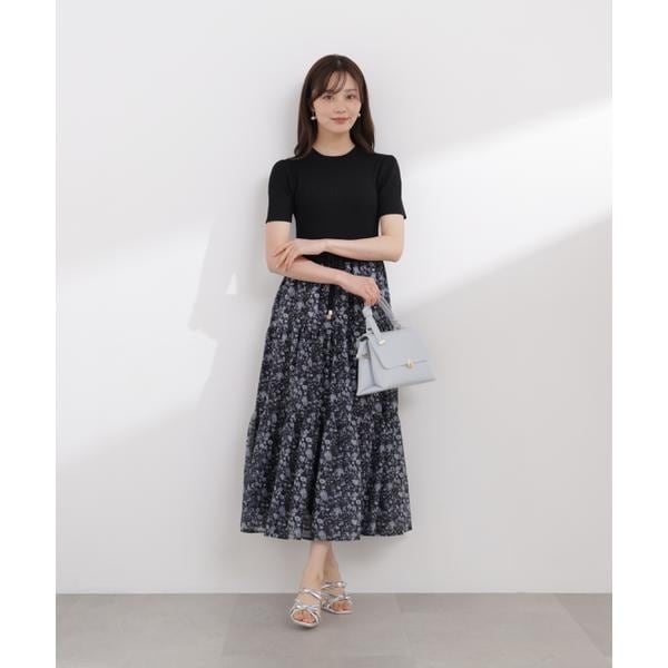 プロポーション ボディドレッシング（PROPORTION BODY DRESSING）/半袖花柄ドッキングニットワンピース 26SS_4