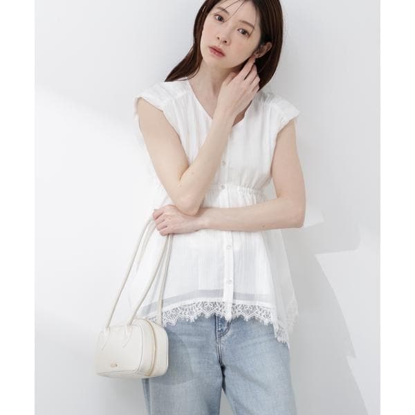 プロポーション ボディドレッシング（PROPORTION BODY DRESSING）/レーストリミングヘムブラウス 26SS_1