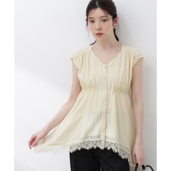 プロポーション ボディドレッシング（PROPORTION BODY DRESSING）/レーストリミングヘムブラウス 26SS