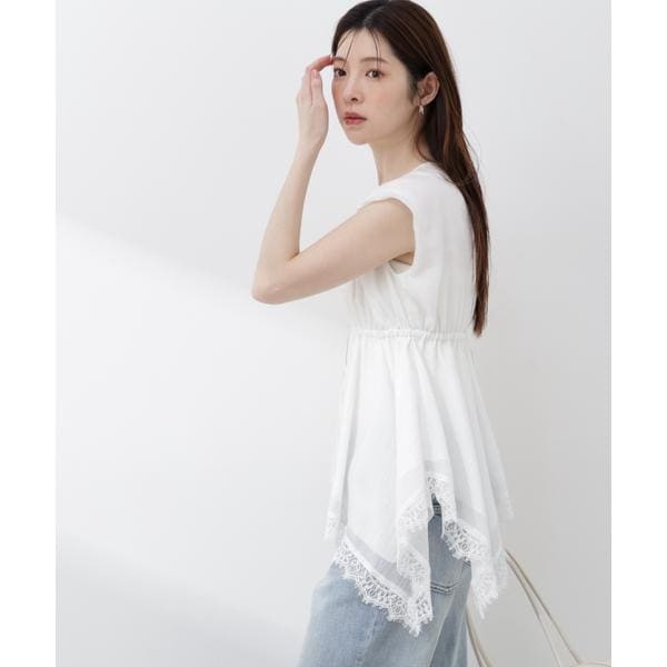 プロポーション ボディドレッシング（PROPORTION BODY DRESSING）/レーストリミングヘムブラウス 26SS_3