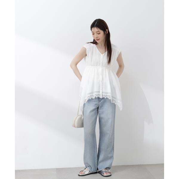 プロポーション ボディドレッシング（PROPORTION BODY DRESSING）/レーストリミングヘムブラウス 26SS_5