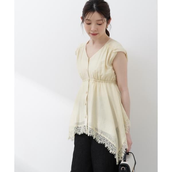 プロポーション ボディドレッシング（PROPORTION BODY DRESSING）/レーストリミングヘムブラウス 26SS_11