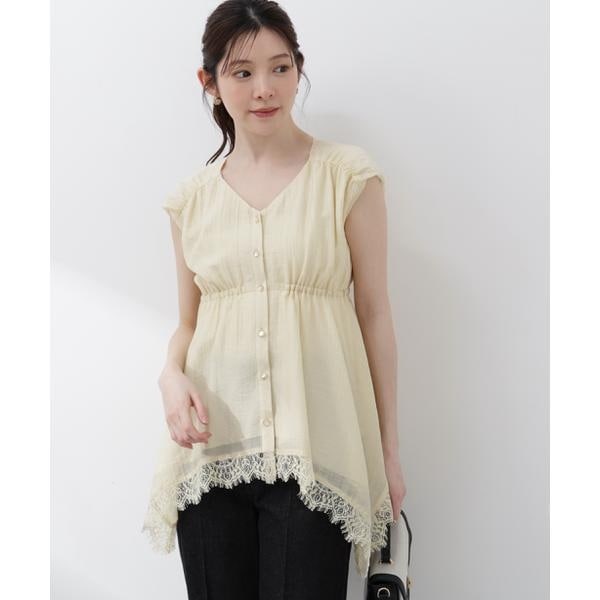 プロポーション ボディドレッシング（PROPORTION BODY DRESSING）/レーストリミングヘムブラウス 26SS_15