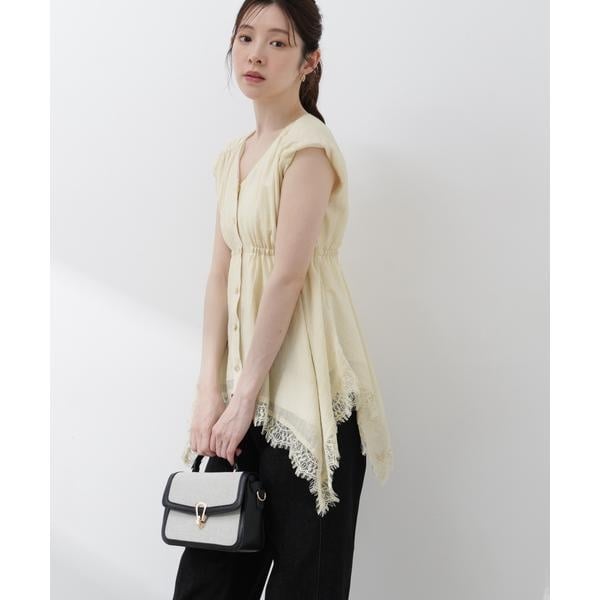 プロポーション ボディドレッシング（PROPORTION BODY DRESSING）/レーストリミングヘムブラウス 26SS_16