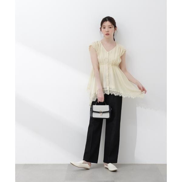 プロポーション ボディドレッシング（PROPORTION BODY DRESSING）/レーストリミングヘムブラウス 26SS_17