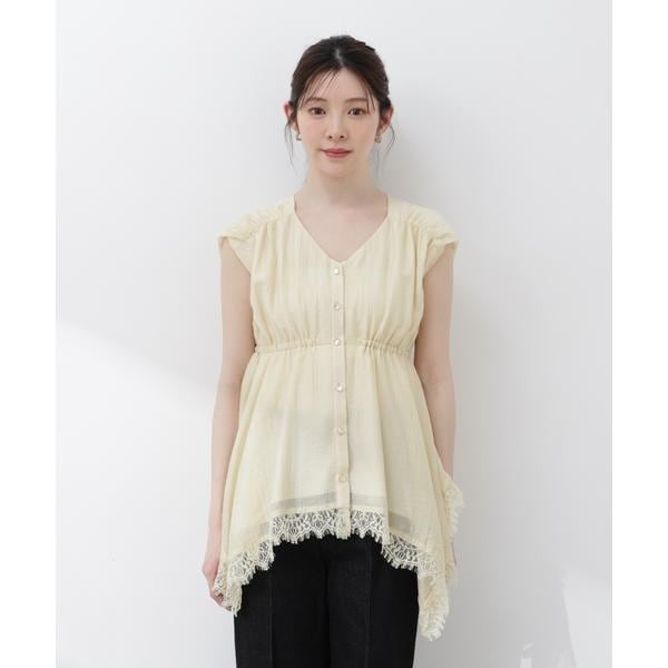 プロポーション ボディドレッシング（PROPORTION BODY DRESSING）/レーストリミングヘムブラウス 26SS_18