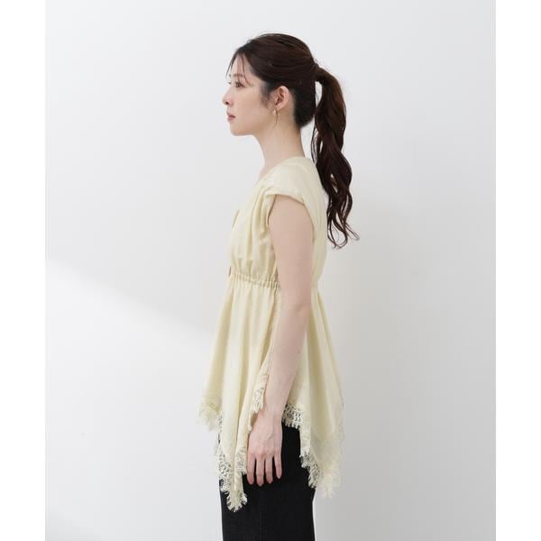 プロポーション ボディドレッシング（PROPORTION BODY DRESSING）/レーストリミングヘムブラウス 26SS_19