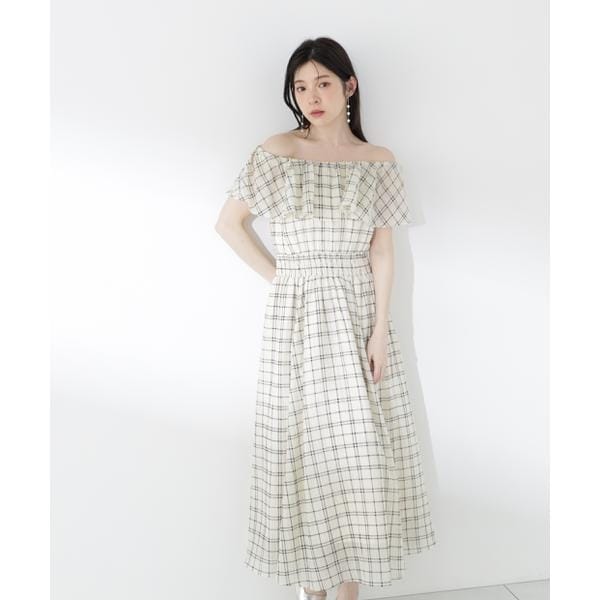プロポーション ボディドレッシング（PROPORTION BODY DRESSING）/シアーチェックオフショルワンピース26SS