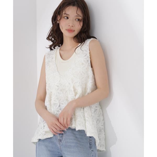 プロポーション ボディドレッシング（PROPORTION BODY DRESSING）/立体レースペプラムブラウス