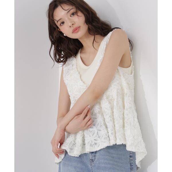 プロポーション ボディドレッシング（PROPORTION BODY DRESSING）/立体レースペプラムブラウス_1