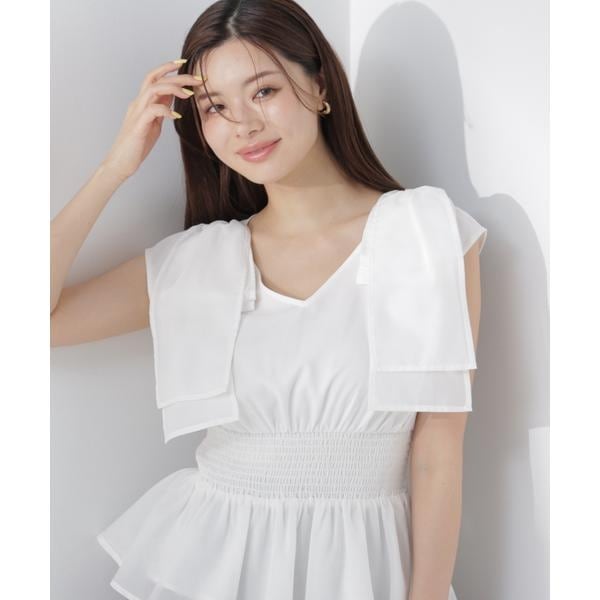 プロポーション ボディドレッシング（PROPORTION BODY DRESSING）/ショルダーリボンペプラムブラウス