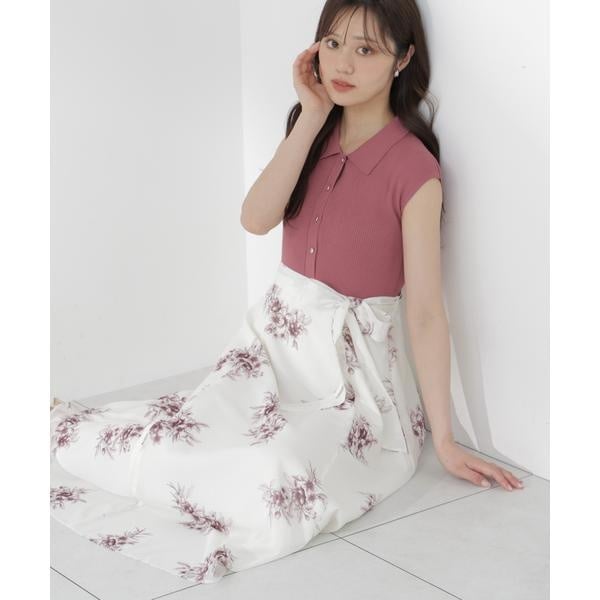 プロポーション ボディドレッシング（PROPORTION BODY DRESSING）/衿付き柄ドッキングニットワンピース