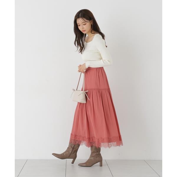 プロポーション ボディドレッシング（PROPORTION BODY DRESSING）/レース切り替えティアードスカート 9,094円