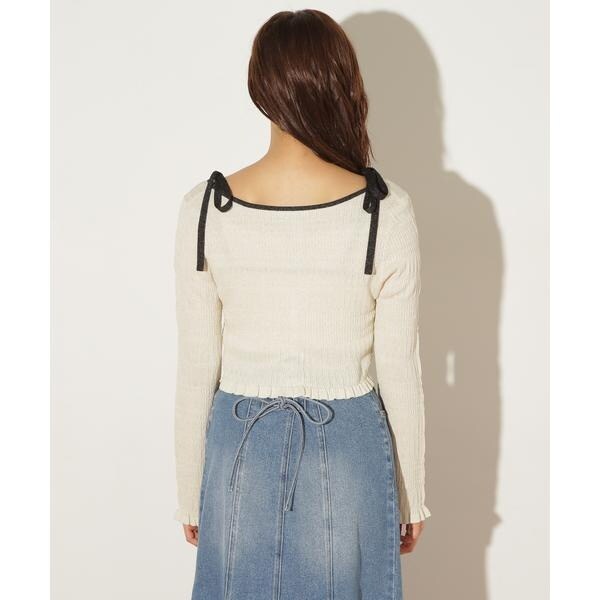 NINA RICCI ニナリッチ ボーダー柄 カシミヤ混 ニット カーディガン ベルト付き 12AMCR809ML0282 サイズM レディース 【中古】 ブランド☆アンサンブルニット【ニナリッチ】M size（NINA RICCI