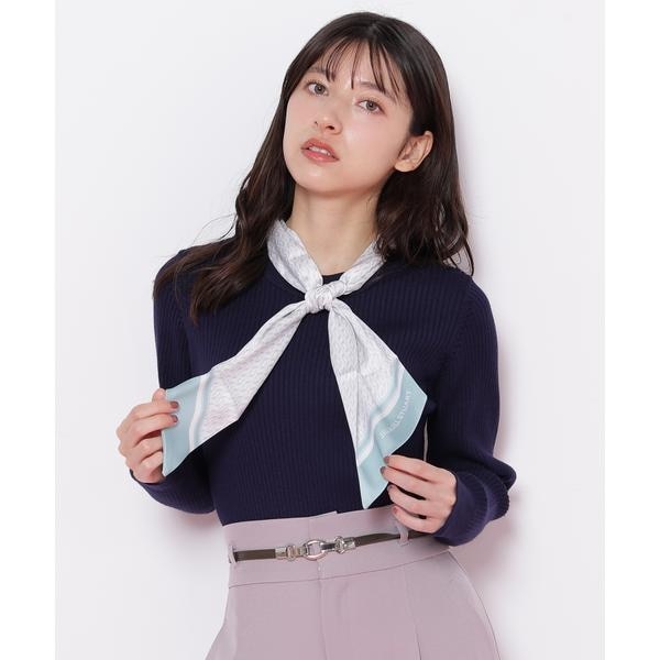 ジル バイ ジル スチュアート（JILL by JILL STUART）/幾何チェック柄スカーフ付きリブニット