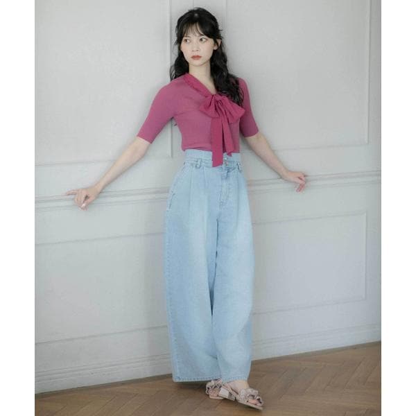 ジル バイ ジル スチュアート（JILL by JILL STUART）/タックワイドライトデニムパンツ