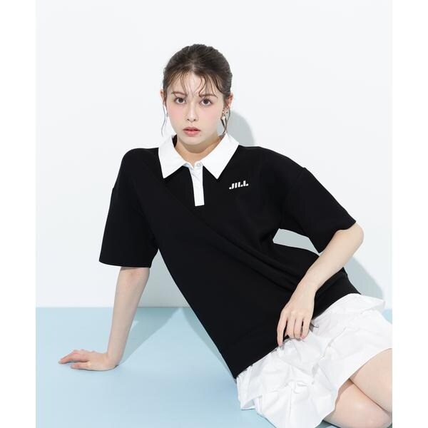 ジル バイ ジル スチュアート（JILL by JILL STUART）/五分袖ポロ衿スウェットフリルミニセットアップ