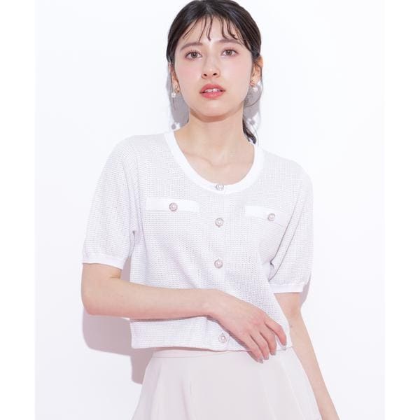 ジル バイ ジル スチュアート（JILL by JILL STUART）/ラメツイード半袖カーディガン