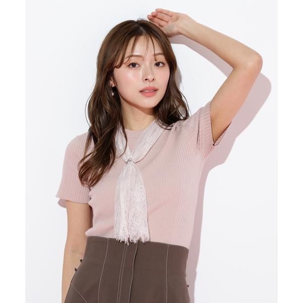 ジル バイ ジル スチュアート（JILL by JILL STUART）/レーススカーフ付ニットトップス