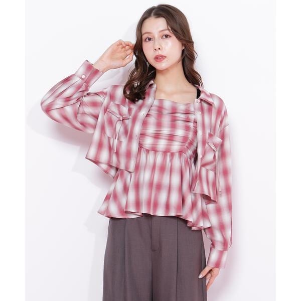 ジル バイ ジル スチュアート（JILL by JILL STUART）/オンブレーチェック短丈シャツ