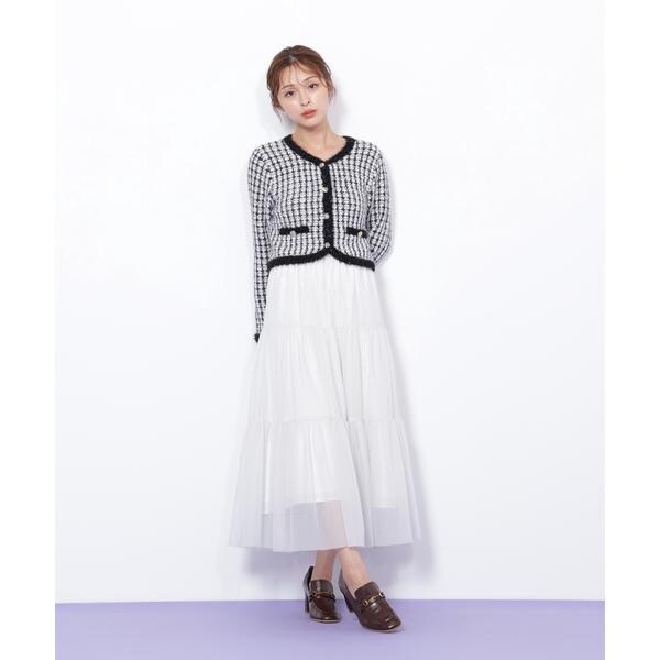 JILL by JILLSTUART - ジルバイジルスチュアート　ニットツイードカーディガン　ホワイト ジル バイ ジル スチュアート（JILL by JILL STUART）/ファンシー