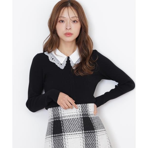 ジル バイ ジル スチュアート（JILL by JILL STUART）/レース衿レイヤードニット