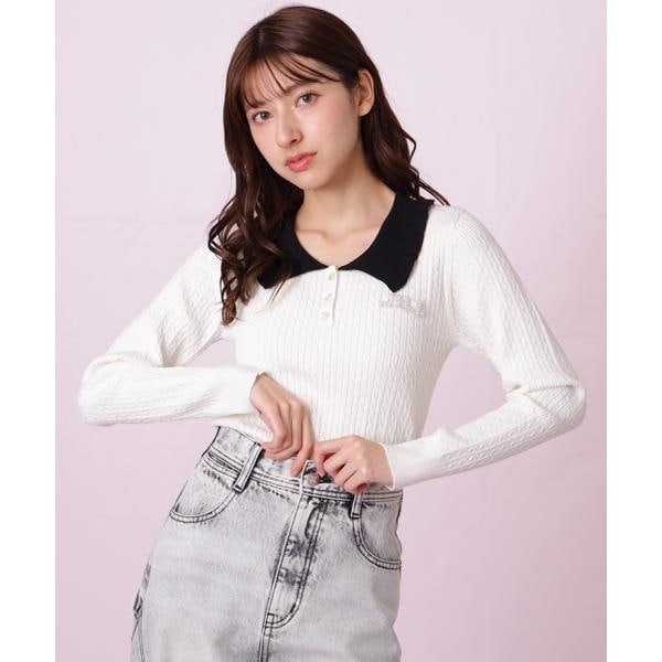 ジル バイ ジル スチュアート（JILL by JILL STUART）/ビジューロゴケーブルニット