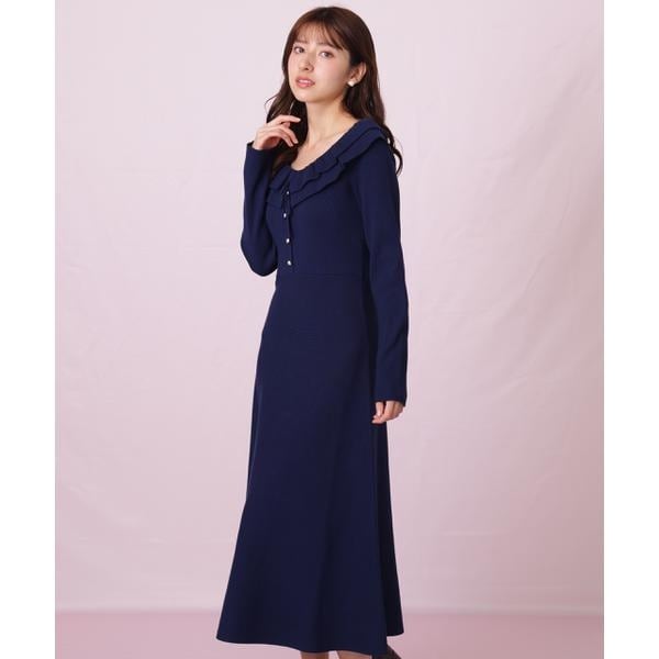 ジル バイ ジル スチュアート（JILL by JILL STUART）/フリル襟バイカラーニットワンピース