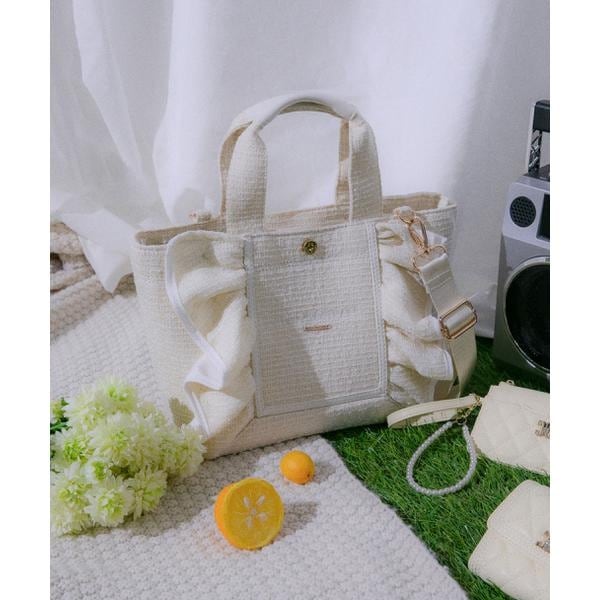 ジル バイ ジル スチュアート（JILL by JILL STUART）/パステルツイードフレームフリルトートバッグ_1