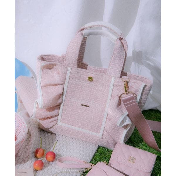 ジル バイ ジル スチュアート（JILL by JILL STUART）/パステルツイードフレームフリルトートバッグ_3