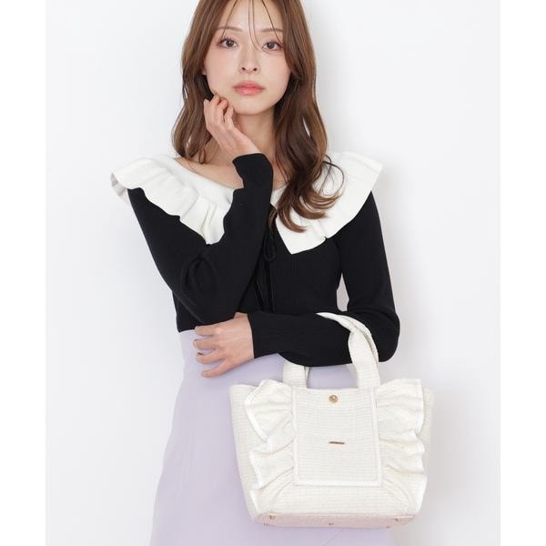 ジル バイ ジル スチュアート（JILL by JILL STUART）/パステルツイードフレームフリルトートバッグ_8