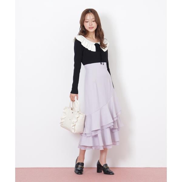 ジル バイ ジル スチュアート（JILL by JILL STUART）/パステルツイードフレームフリルトートバッグ_10