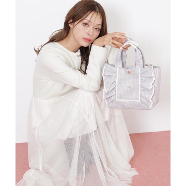 ジル バイ ジル スチュアート（JILL by JILL STUART）/パステルツイードフレームフリルトートバッグ_14