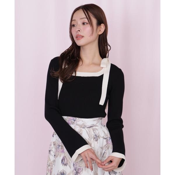 ジル バイ ジル スチュアート（JILL by JILL STUART）/肩リボン配色ニット