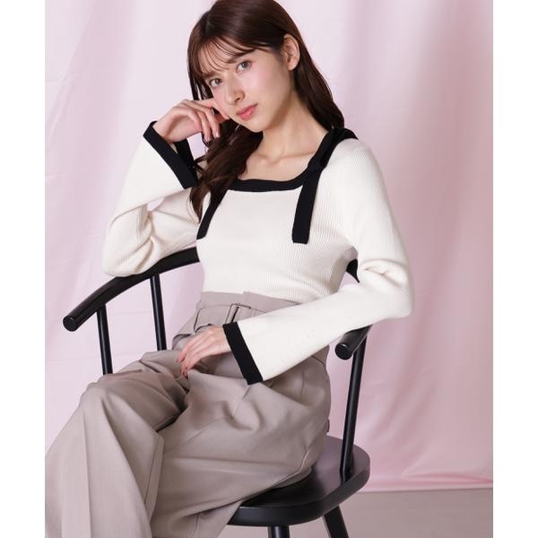 ジル バイ ジル スチュアート（JILL by JILL STUART）/肩リボン配色ニット_1