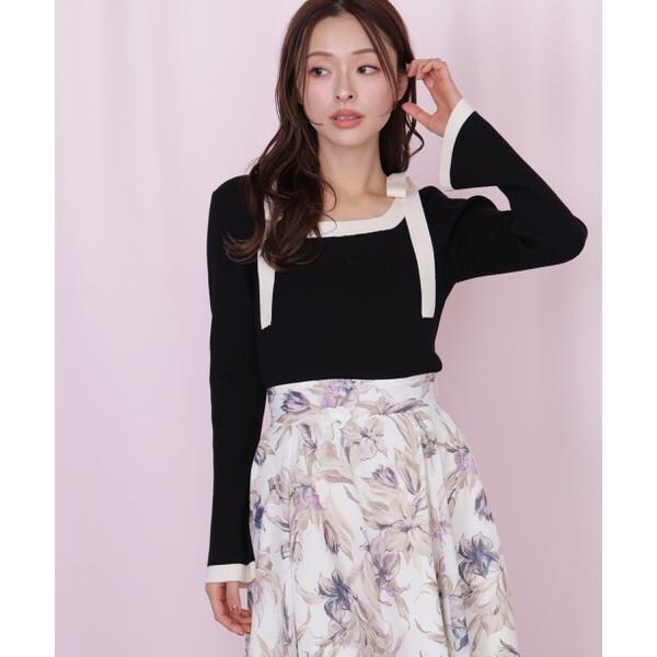 ジル バイ ジル スチュアート（JILL by JILL STUART）/肩リボン配色ニット_4
