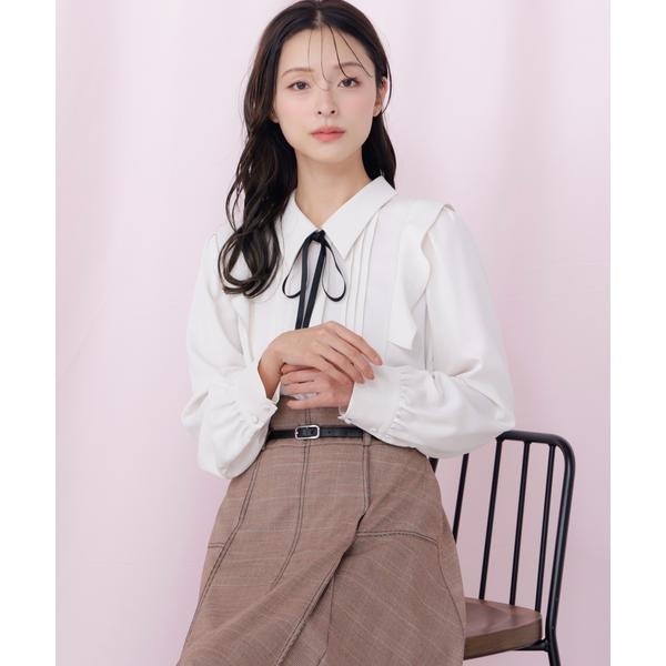 ジル バイ ジル スチュアート（JILL by JILL STUART）/リボン付きピンタックブラウス