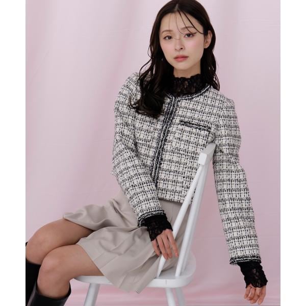 ジル バイ ジル スチュアート（JILL by JILL STUART）/ビジューブレード付きツイードジャケット