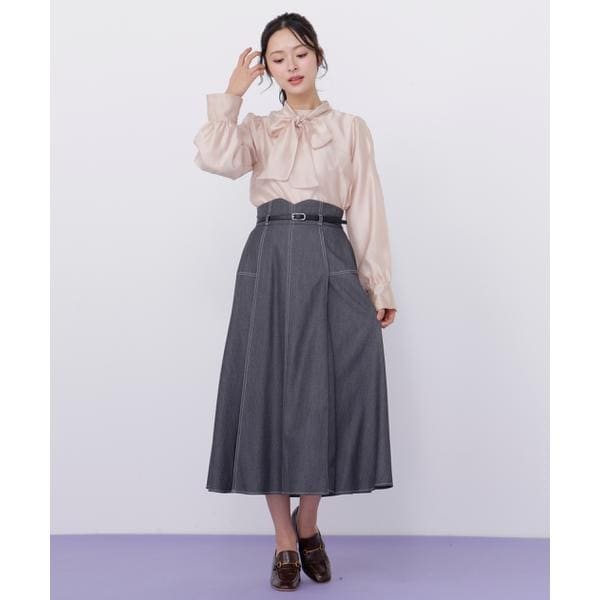 ジル バイ ジル スチュアート（JILL by JILL STUART）/ベルト付き配色ステッチフレアスカート_1