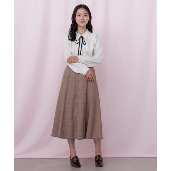 ジル バイ ジル スチュアート（JILL by JILL STUART）/ベルト付き配色ステッチフレアスカート
