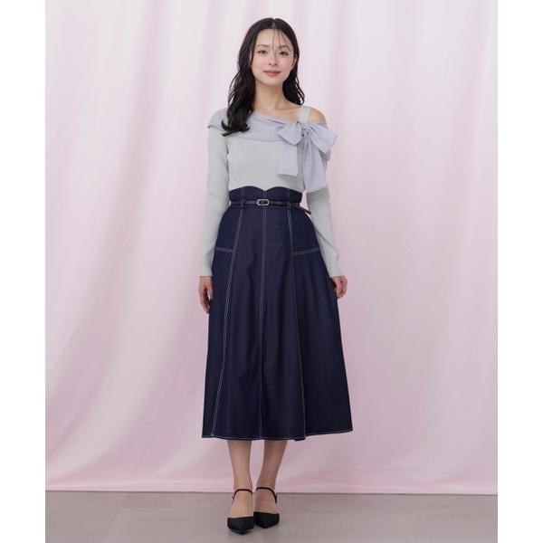 ジル バイ ジル スチュアート（JILL by JILL STUART）/ベルト付き配色ステッチフレアスカート_2