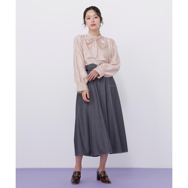 ジル バイ ジル スチュアート（JILL by JILL STUART）/ベルト付き配色ステッチフレアスカート_3