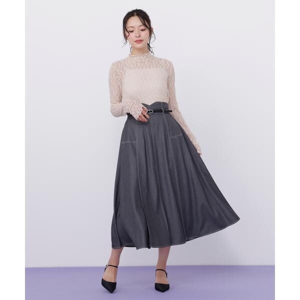 ジル バイ ジル スチュアート（JILL by JILL STUART）/ベルト付き配色ステッチフレアスカート_5