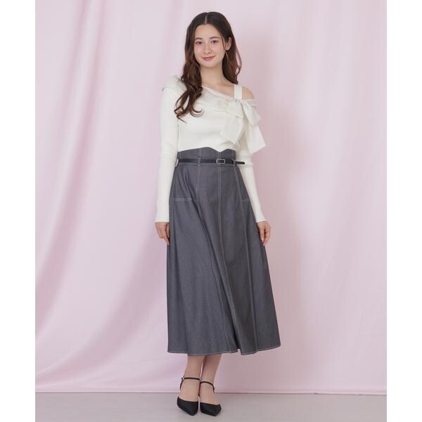 ジル バイ ジル スチュアート（JILL by JILL STUART）/ベルト付き配色ステッチフレアスカート_9