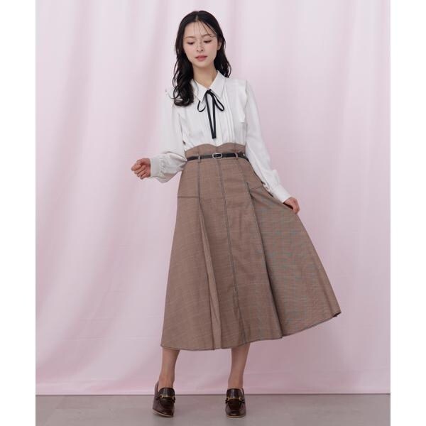 ジル バイ ジル スチュアート（JILL by JILL STUART）/ベルト付き配色ステッチフレアスカート_12
