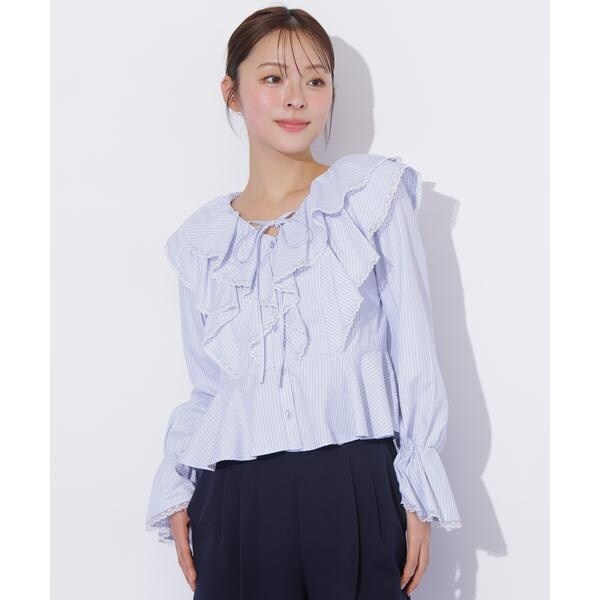 ジル バイ ジル スチュアート（JILL by JILL STUART）/レーストリムラッフルブラウス