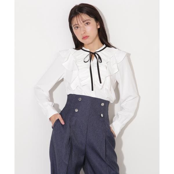 ジル バイ ジル スチュアート（JILL by JILL STUART）/プリーツフリルリボンタイブラウス