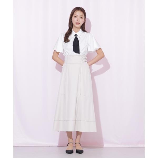 ジル バイ ジル スチュアート（JILL by JILL STUART）/バイカラーステッチAラインフレアスカート