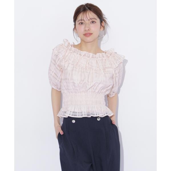 ジル バイ ジル スチュアート（JILL by JILL STUART）/フリルギャザーチェックブラウス